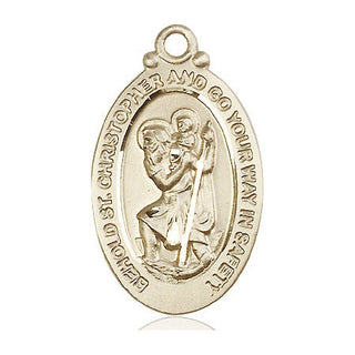 14kt Gold Filled Saint Christopher Medal Engraved Catholic Saint Jewelry