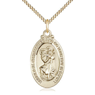 14kt Gold Filled Saint Christopher Medal Catholic Jewelry Engraved Catholic Saint Jewelry