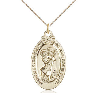14kt Gold Filled Saint Christopher Medal Catholic Jewelry Engraved Catholic Saint Jewelry