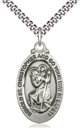 Pewter Saint Christopher Medal Catholic Jewelry Engraved Catholic Saint Jewelry
