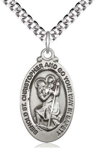 Pewter Saint Christopher Medal Catholic Jewelry Engraved Catholic Saint Jewelry