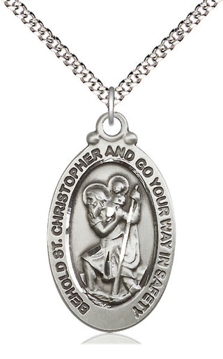 Pewter Saint Christopher Medal Catholic Jewelry Engraved Catholic Saint Jewelry