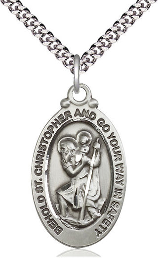 Pewter Saint Christopher Medal Catholic Jewelry Engraved Catholic Saint Jewelry