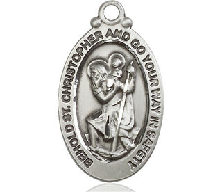 Sterling Silver Saint Christopher Medal Catholic Jewelry Engraved Catholic Saint Jewelry