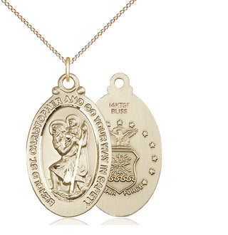 14kt Gold Filled Saint Christopher Air Force Medal Catholic Jewelry