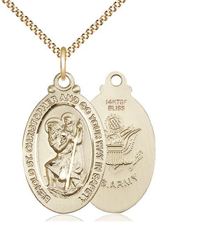 14kt Gold Filled Saint Christopher Army Medal Catholic Jewelry