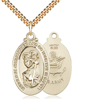 14kt Gold Filled Saint Christopher Army Medal Catholic Jewelry