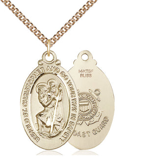 14kt Gold Filled Saint Christopher Coast Guard Medal Catholic Jewelry