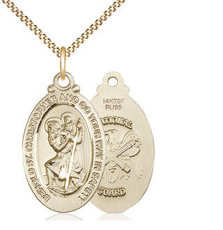 14kt Gold Filled Saint Christopher National Guard Medal Catholic Jewelry