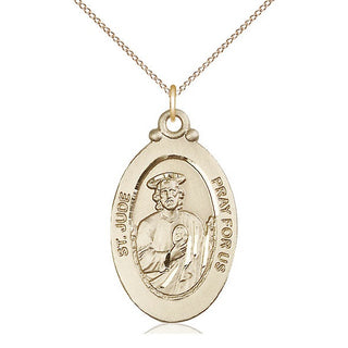 14kt Gold Saint Jude Medal Engraved Catholic Saint Jewelry