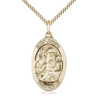 14kt Gold Filled Saint Joseph Medal Catholic Jewelry Engraved Catholic Saint Jewelry