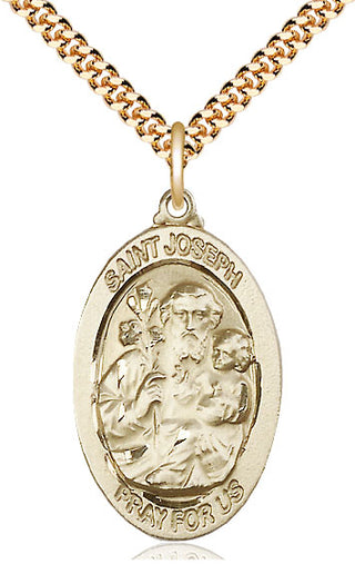 14kt Gold Filled Saint Joseph Medal Catholic Jewelry Engraved Catholic Saint Jewelry