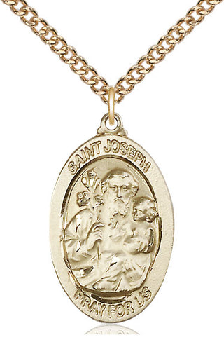 14kt Gold Filled Saint Joseph Medal Catholic Jewelry Engraved Catholic Saint Jewelry