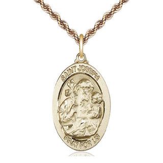 14kt Gold Filled Saint Joseph Medal Catholic Jewelry Engraved Catholic Saint Jewelry