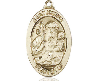 14kt Gold Saint Joseph Medal Engraved Catholic Saint Jewelry