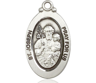 Pewter Saint Joseph Medal Engraved Catholic Saint Jewelry