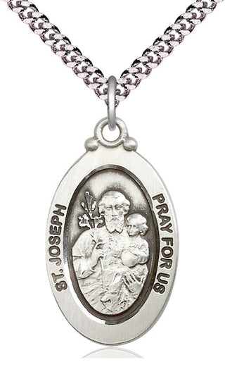 Pewter Saint Joseph Medal Catholic Jewelry Engraved Catholic Saint Jewelry