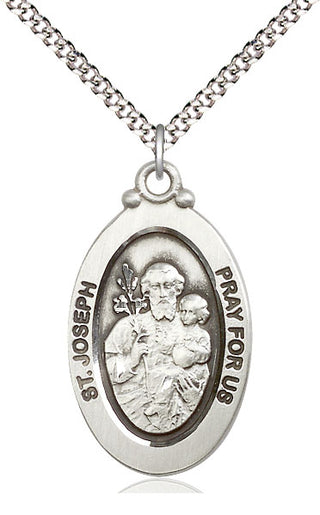 Pewter Saint Joseph Medal Catholic Jewelry Engraved Catholic Saint Jewelry
