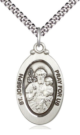 Pewter Saint Joseph Medal Catholic Jewelry Engraved Catholic Saint Jewelry