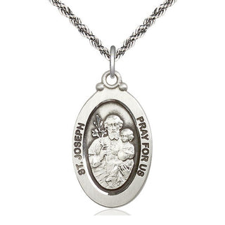 Sterling Silver Saint Joseph Medal Catholic Jewelry Engraved Catholic Saint Jewelry