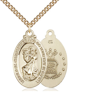 14kt Gold Saint Christopher Air Force Medal