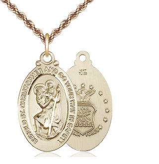 14kt Gold Saint Christopher Air Force Medal