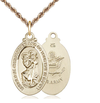 14kt Gold Saint Christopher Army Medal