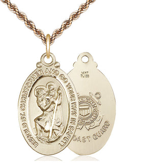 14kt Gold Saint Christopher Coast Guard Medal