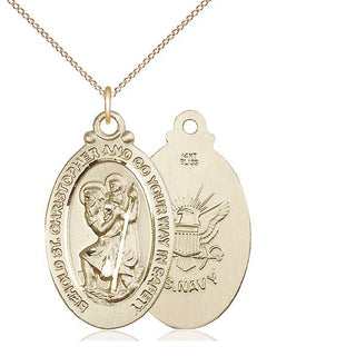 14kt Gold Saint Christopher Navy Medal