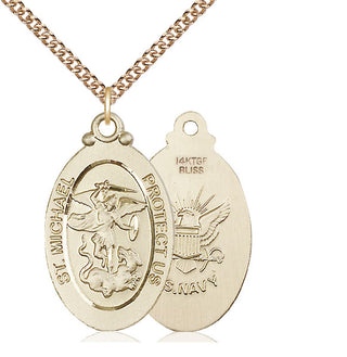 14kt Gold Filled Saint Michael Navy Medal Catholic Jewelry
