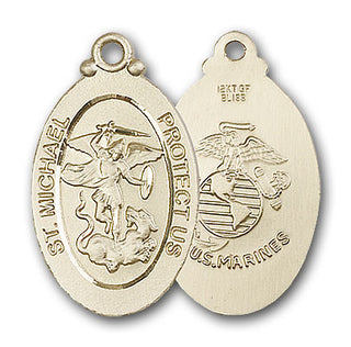 14K Gold Saint Michael / Marines Pendant