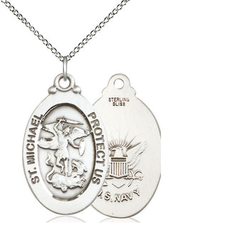 Sterling Silver Saint Michael Navy Medal Catholic Jewelry