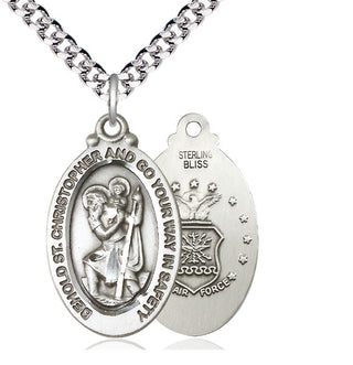 Sterling Silver Saint Christopher Air Force Medal Catholic Jewelry