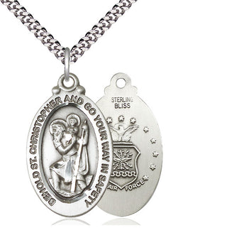 Sterling Silver Saint Christopher Air Force Medal Catholic Jewelry