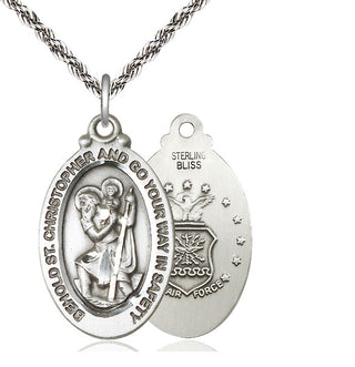 Sterling Silver Saint Christopher Air Force Medal Catholic Jewelry