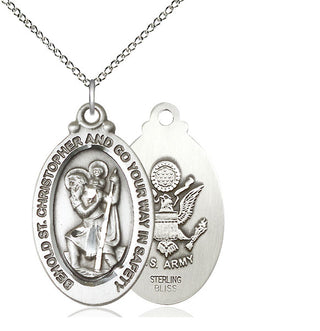 Sterling Silver Saint Christopher Army Medal Catholic Jewelry