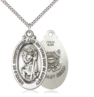 Sterling Silver Saint Christopher Coast Guard Medal Catholic Jewelry