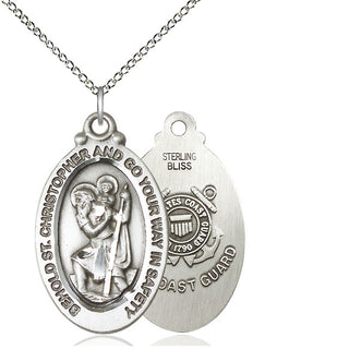 Sterling Silver Saint Christopher Coast Guard Medal Catholic Jewelry