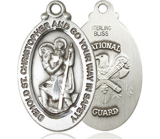 Sterling Silver Saint Christopher National Guard Medal Catholic Jewelry