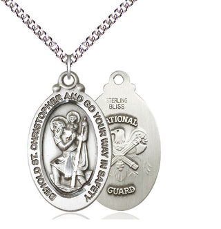 Sterling Silver Saint Christopher National Guard Medal Catholic Jewelry