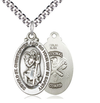Sterling Silver Saint Christopher National Guard Medal Catholic Jewelry