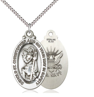 Sterling Silver Saint Christopher Navy Medal Catholic Jewelry