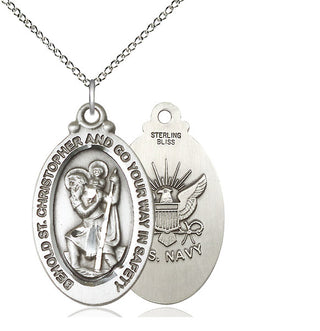 Sterling Silver Saint Christopher Navy Medal Catholic Jewelry