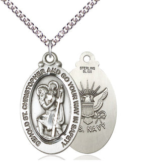 Sterling Silver Saint Christopher Navy Medal Catholic Jewelry