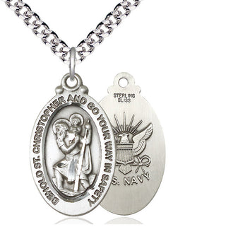 Sterling Silver Saint Christopher Navy Medal Catholic Jewelry
