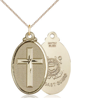 14kt Gold Filled Cross Coast Guard Medal Catholic Jewelry