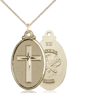14kt Gold Filled Cross National Guard Medal Catholic Jewelry