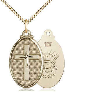 14kt Gold Filled Cross Navy Medal Catholic Jewelry
