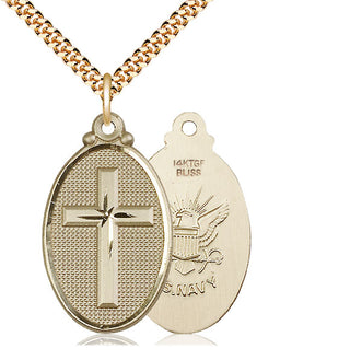 14kt Gold Filled Cross Navy Medal Catholic Jewelry