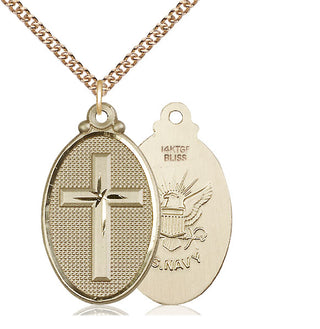 14kt Gold Filled Cross Navy Medal Catholic Jewelry